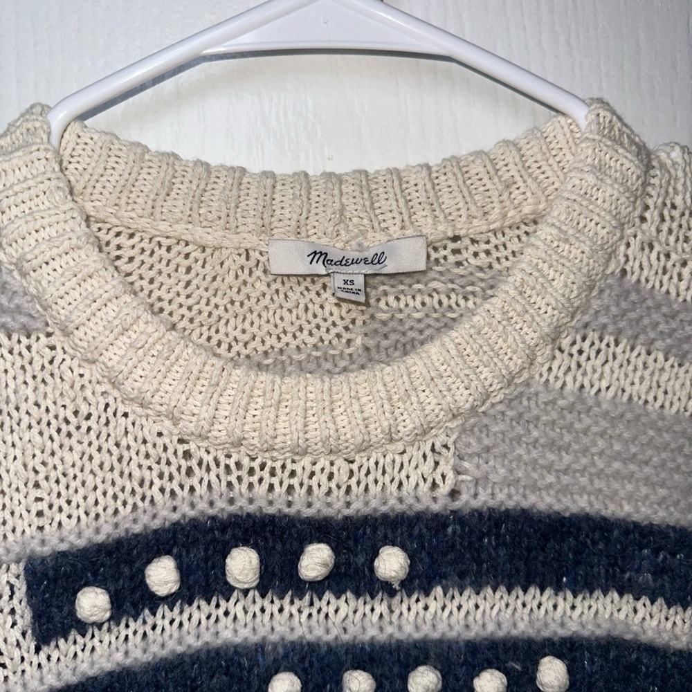 MADEWELL Sweater Women XS Striped Pullover Grandover Bobble Wool Alpaca - Picture 7 of 11